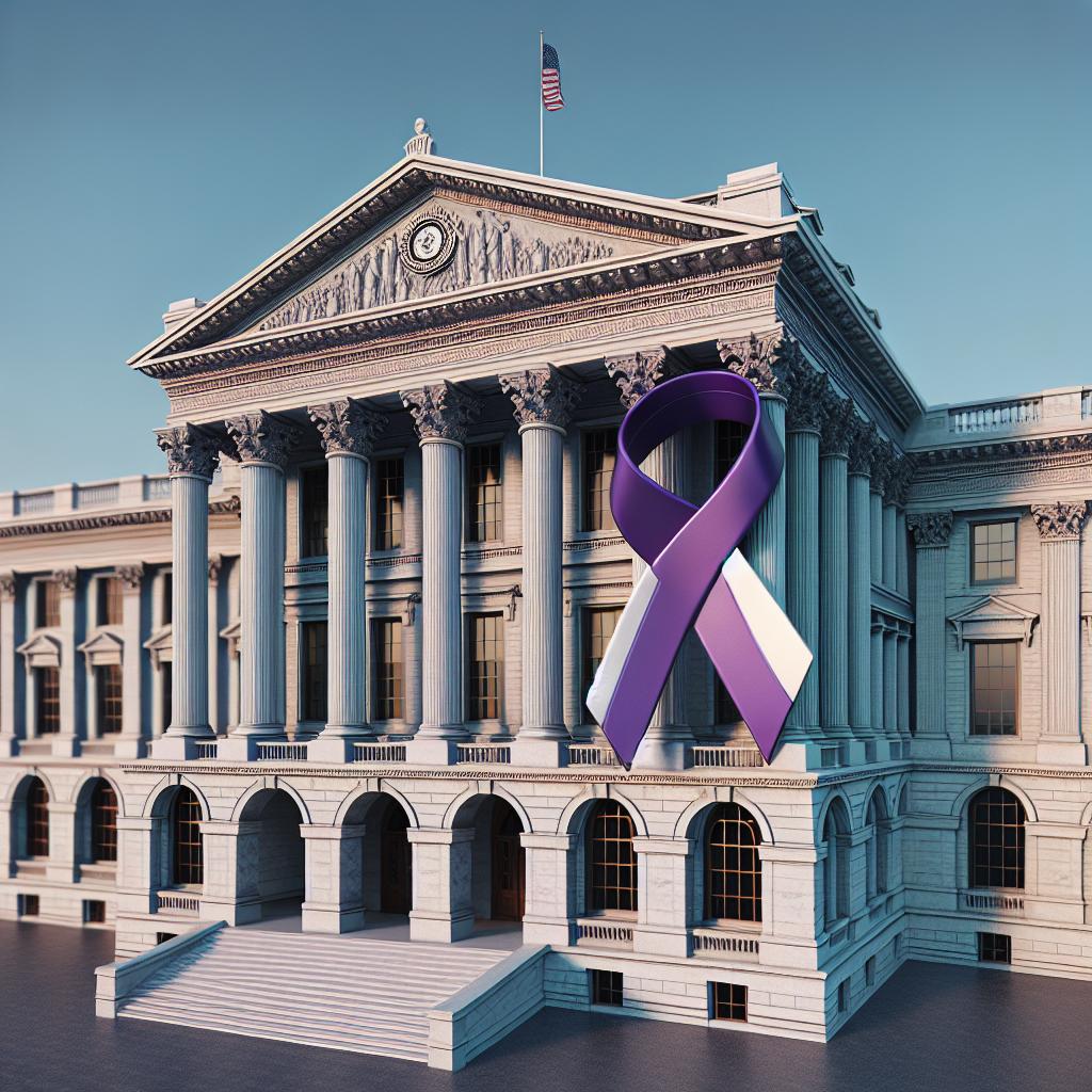 "Government Building, Domestic Violence Awareness Ribbon"