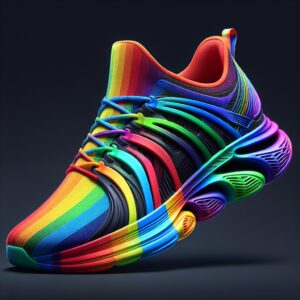 Rainbow colored running shoes