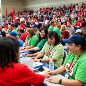 Community members participating in the Big Blue Slam Blood Drive