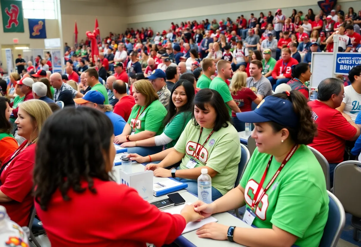 Community members participating in the Big Blue Slam Blood Drive