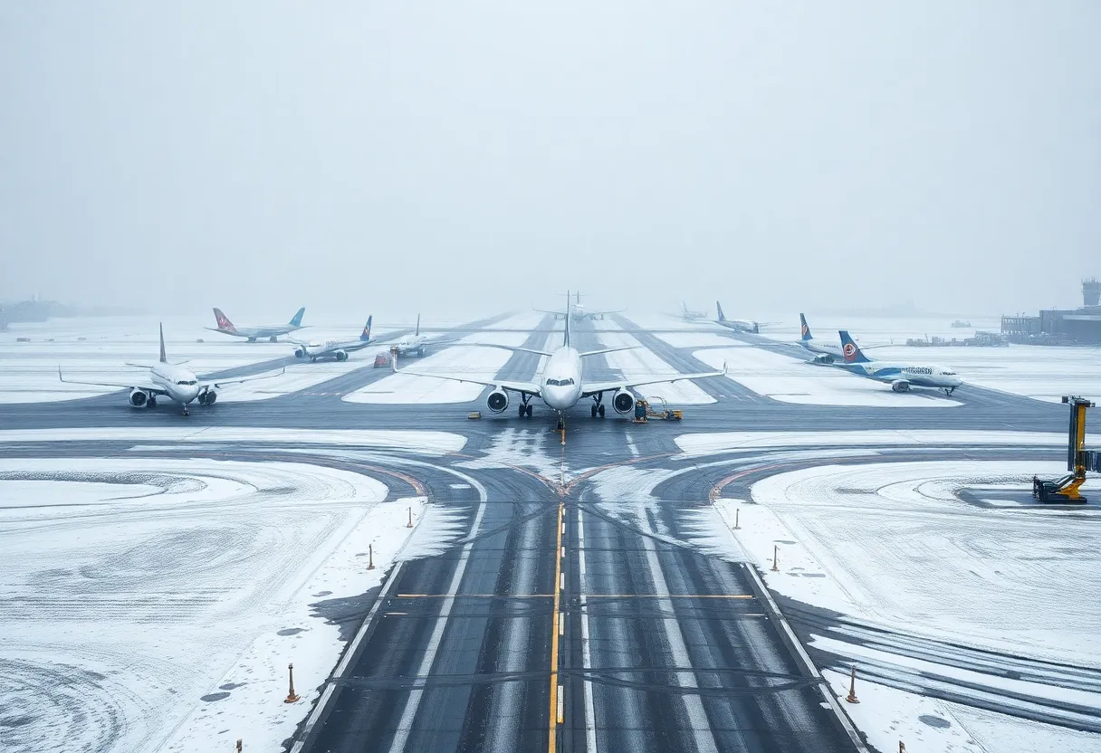 Grounded planes at Blue Grass Airport due to Winter Storm Blair.
