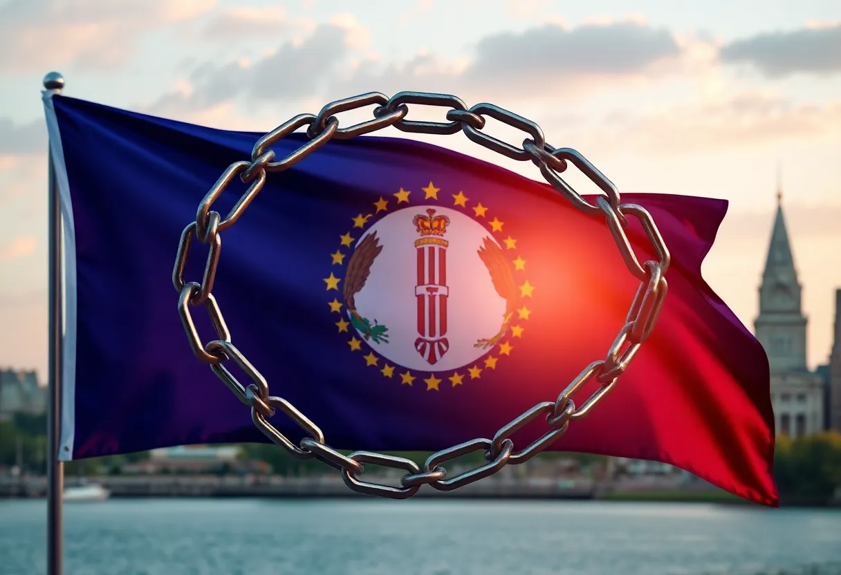 Representation of justice and equality in Kentucky with breaking chains
