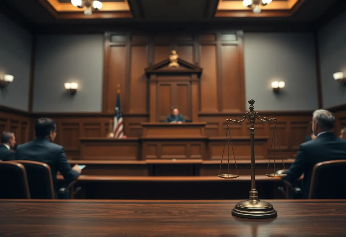 Courtroom setting symbolizing justice