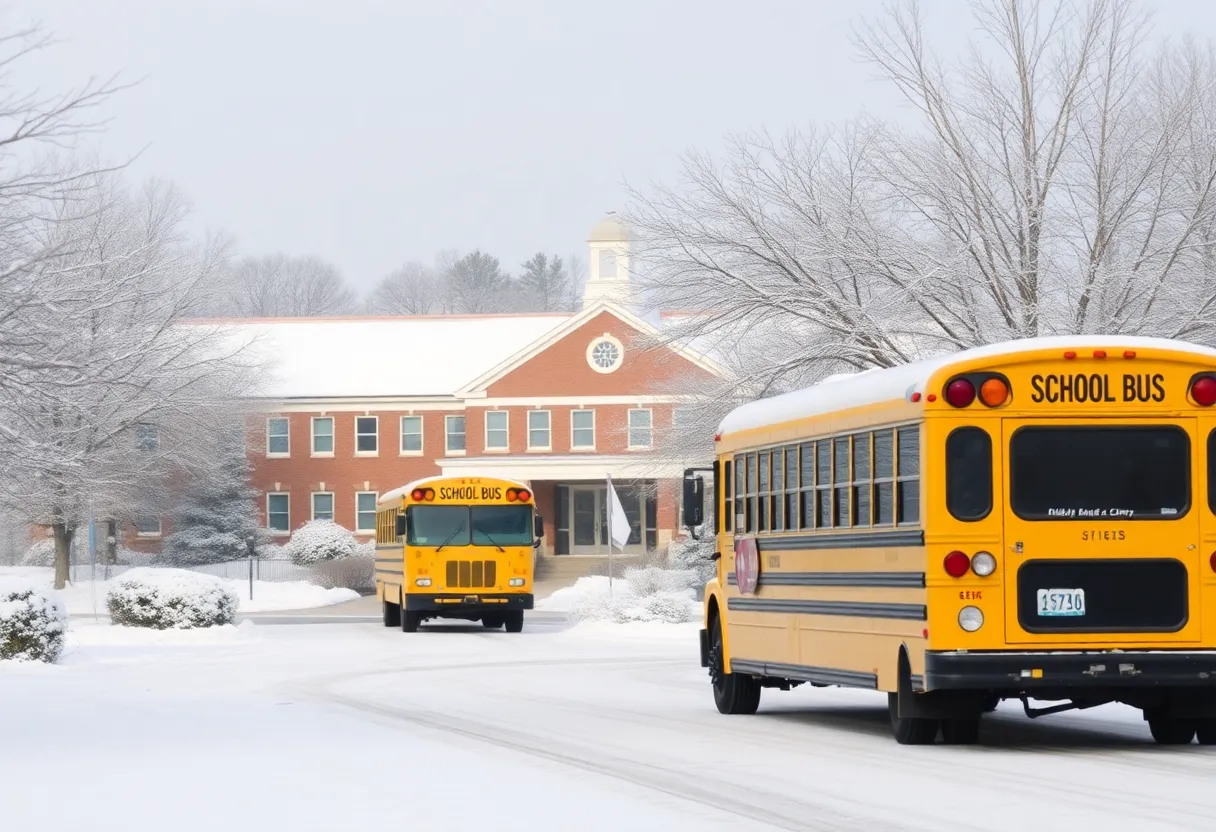 Fayette County Public Schools building in a winter landscape