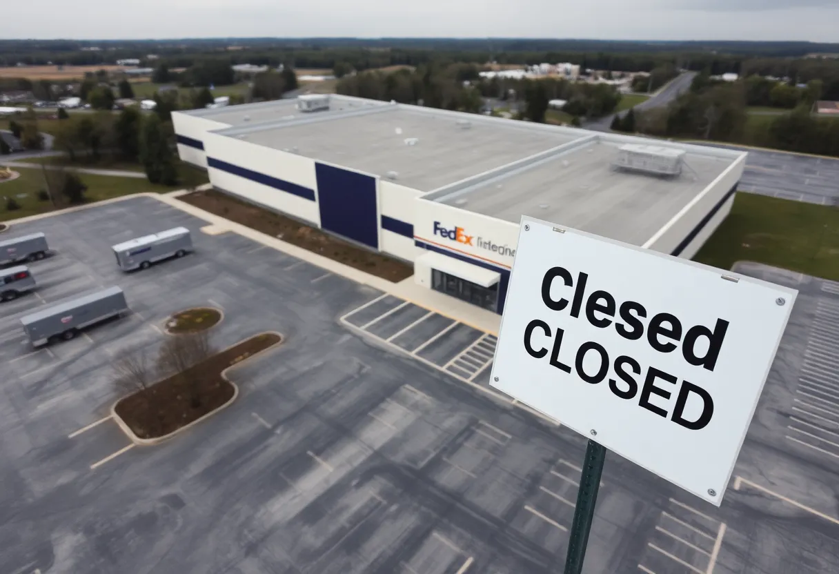 FedEx facility in Lexington, KY with a closed sign