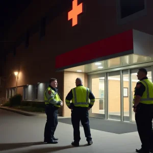 Police officers at Good Samaritan Hospital investigating a gunshot incident