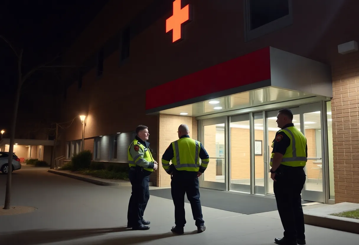 Police officers at Good Samaritan Hospital investigating a gunshot incident