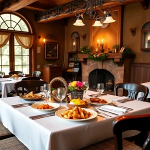 Dining table at Holly Hill Inn with Southern cuisine