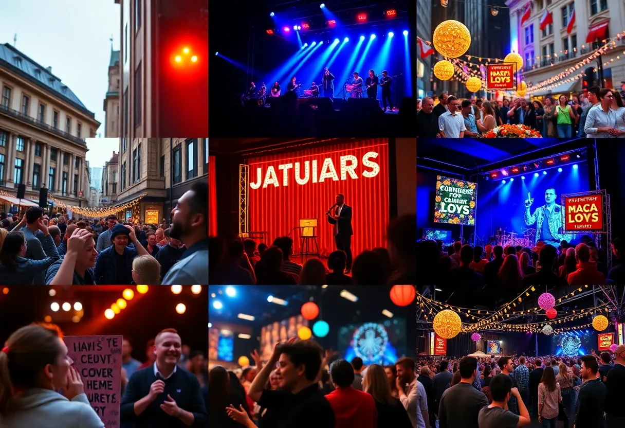 Collage of January events in Lexington featuring comedy, monster trucks, and theater performances.