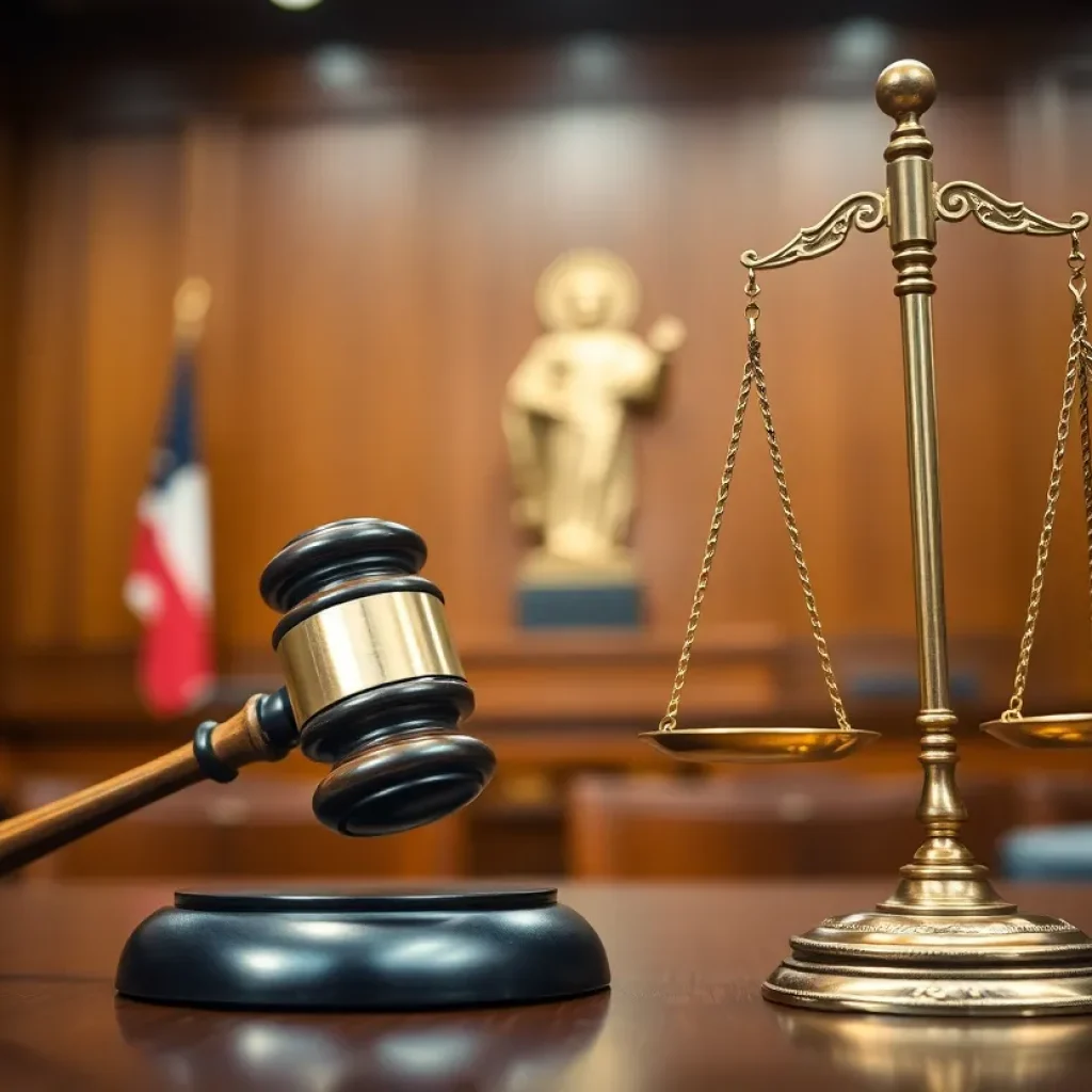 Courtroom gavel and scales representing justice