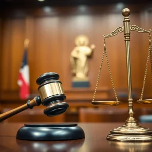 Courtroom gavel and scales representing justice