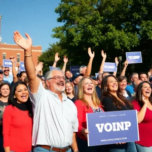 Crowd at a political rally supporting KC Crosbie in Lexington
