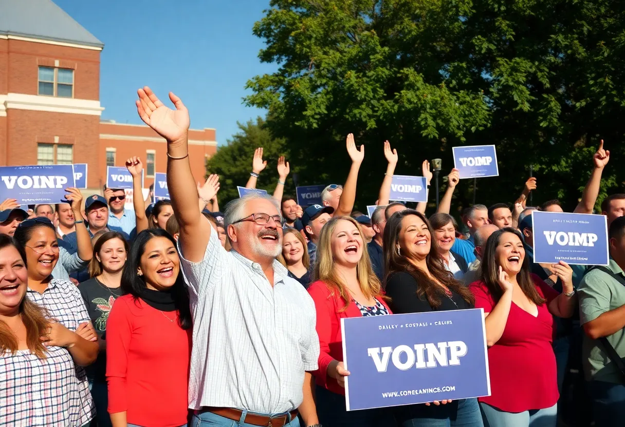 Crowd at a political rally supporting KC Crosbie in Lexington