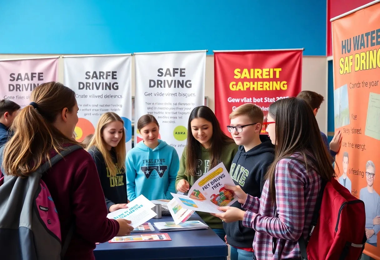 Youth participating in a safe driving initiative at a community event.