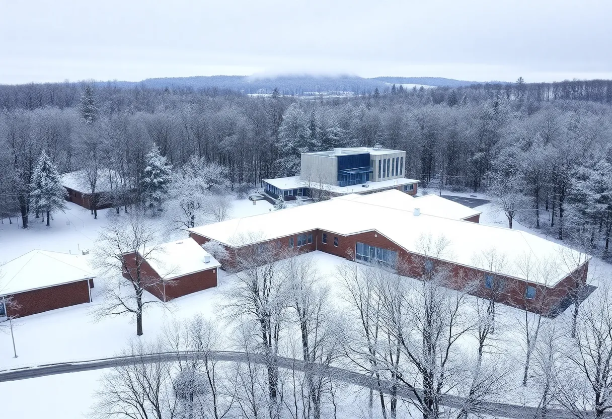 A snowy landscape in Kentucky during a winter storm.