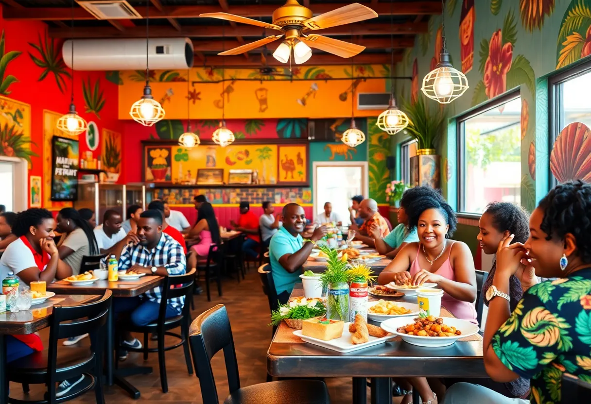 Interior of Le Gourmet restaurant featuring Caribbean cuisine