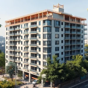 Rendering of the new six-story apartment complex in Lexington