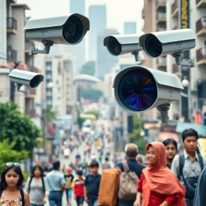 Urban landscape of Lexington with security cameras and concerned residents.
