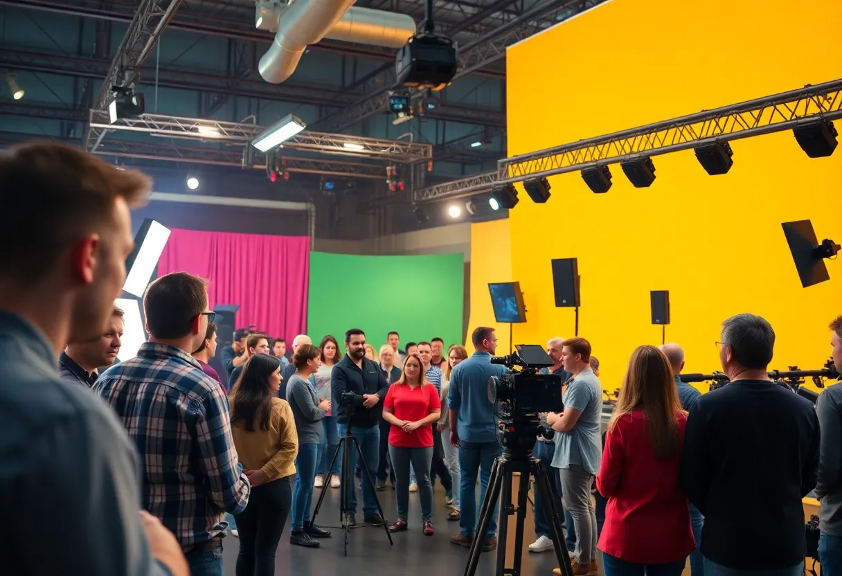 Actors auditioning on a film set in Lexington