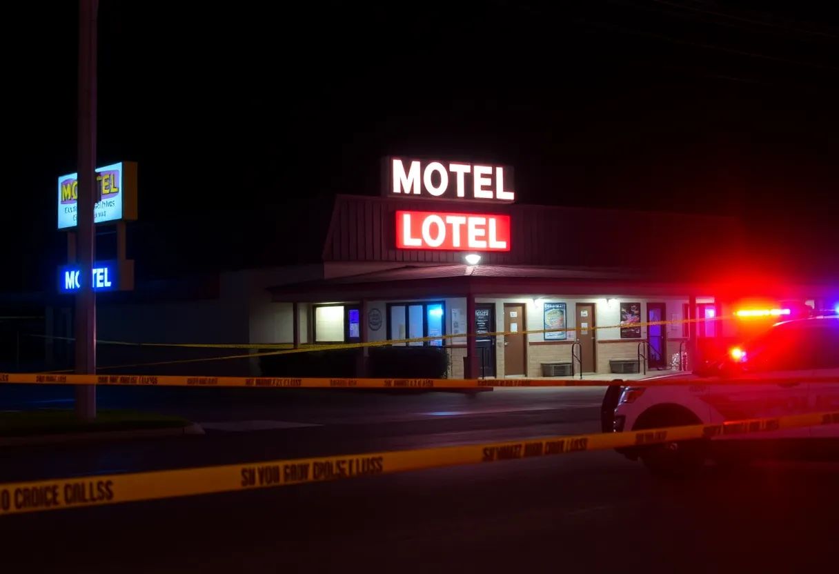 Police investigation scene outside Sportsman Motel in Lexington