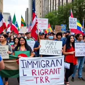 Crowd at Lexington protest for immigrant rights