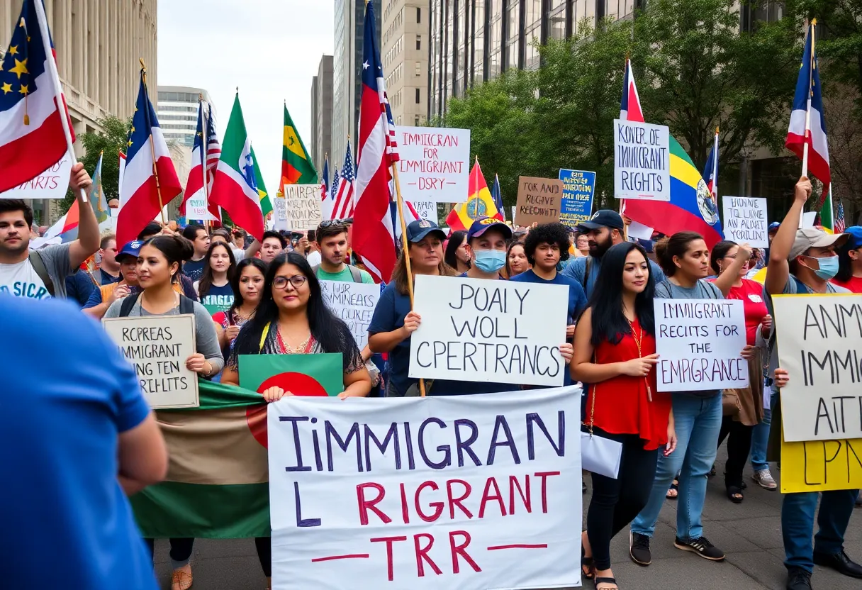 Crowd at Lexington protest for immigrant rights