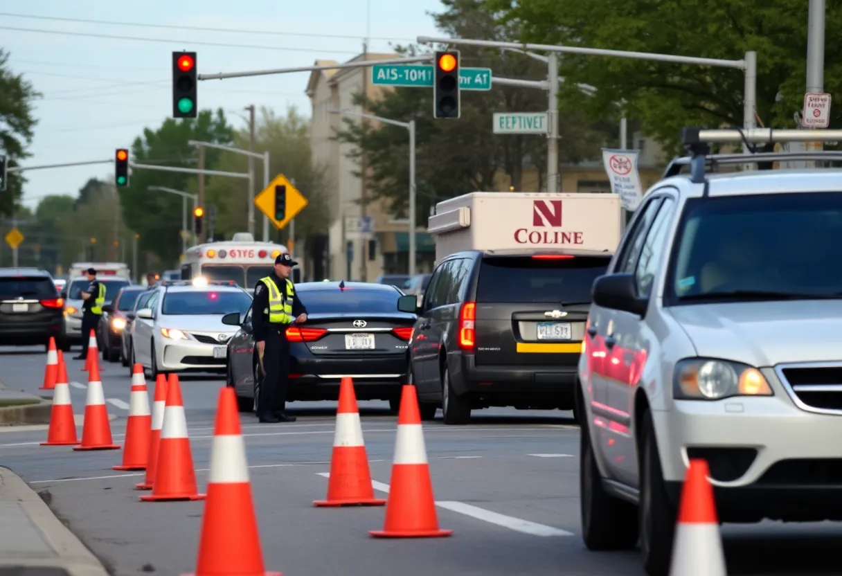 Scene of accident at Lexington intersection with police and cones