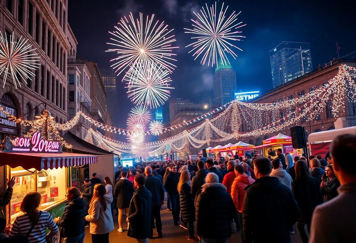 Crowd celebrating New Year's Eve in Lexington