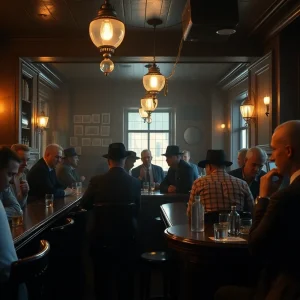 Historical scene of Lexington bars during Prohibition
