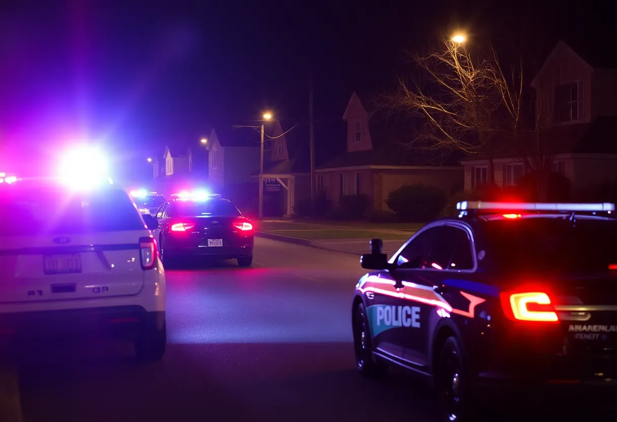 Police cars at the scene of a standoff in Lexington, KY.