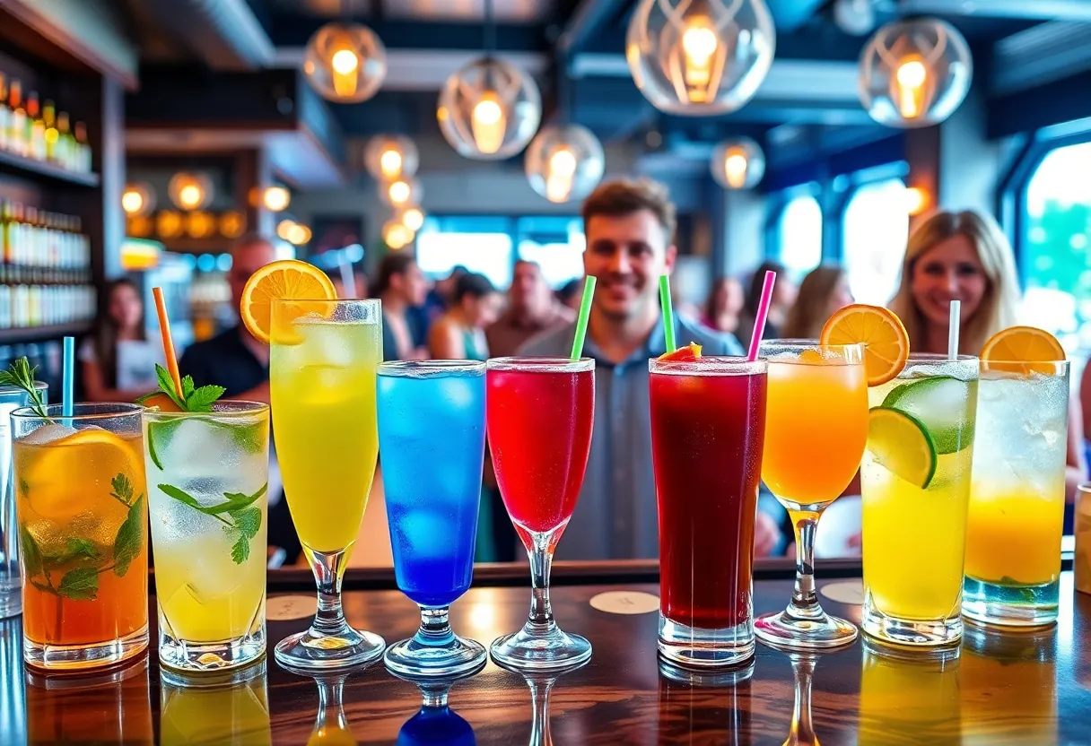 Colorful non-alcoholic drinks at a bar in Lexington