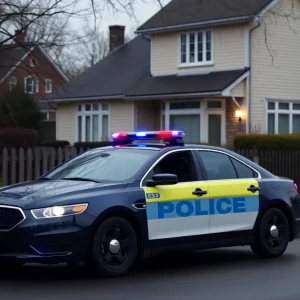 Police car at a residential scene in Morehead Kentucky