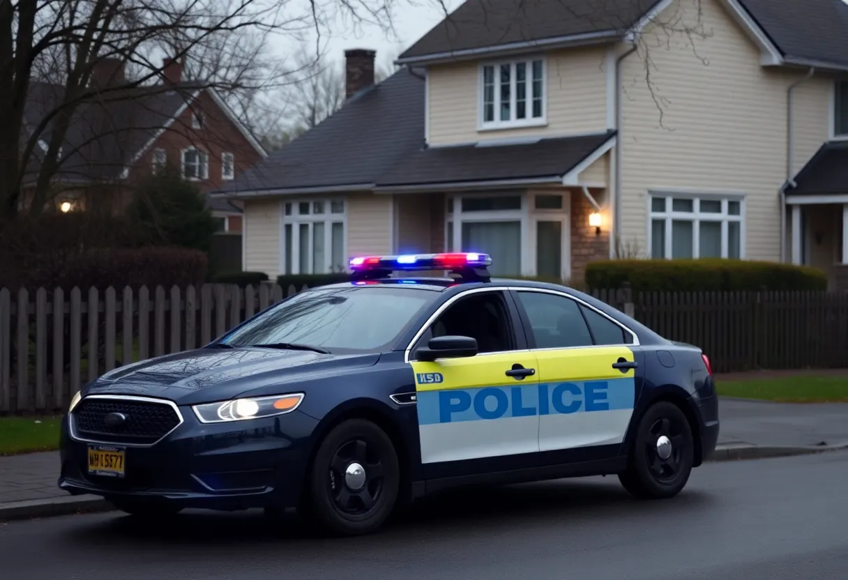 Police car at a residential scene in Morehead Kentucky