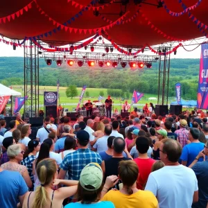 Crowd of music lovers enjoying the Railbird Festival 2025 in Lexington, Kentucky.