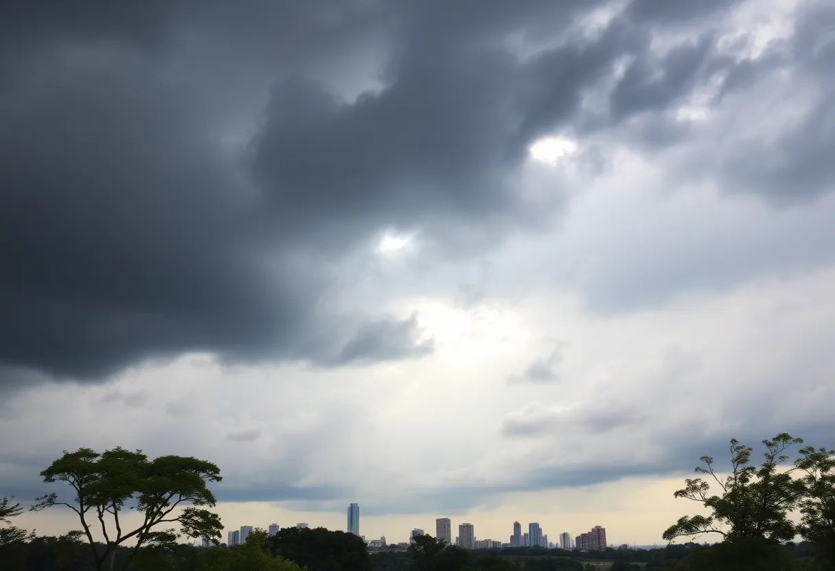 Dark storm clouds over Columbia, South Carolina
