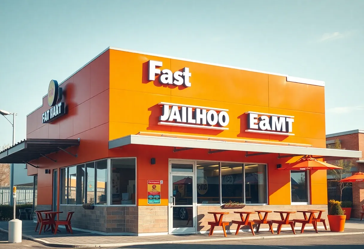 Smalls Sliders restaurant exterior featuring bright orange colors.