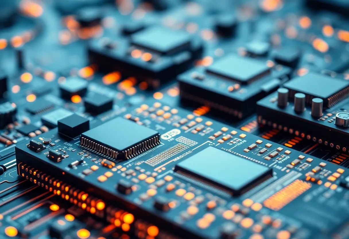 Visual representation of TSMC semiconductor chips symbolizing record profits.