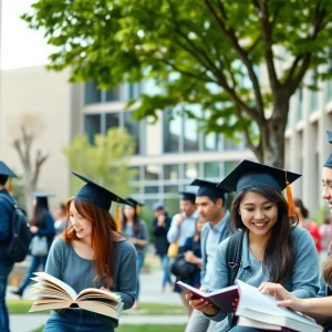 Vibrant campus scene of the University of Kentucky showcasing students and modern buildings.