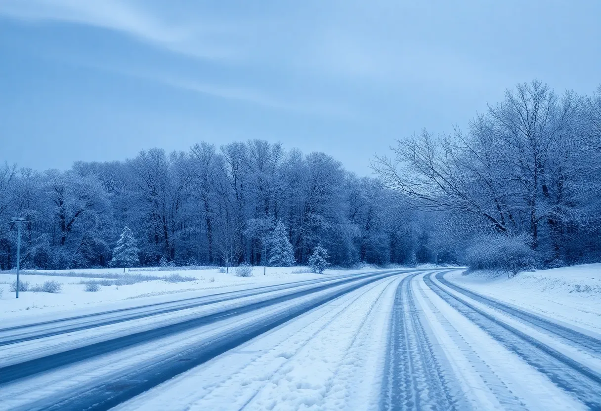 Winter landscape affected by storm in Kentucky