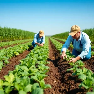 Vibrant agricultural field showcasing crop research and innovation.