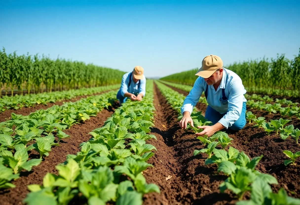 Vibrant agricultural field showcasing crop research and innovation.