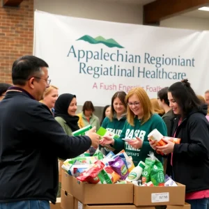 Volunteers participating in the Appalachian Regional Healthcare food drive