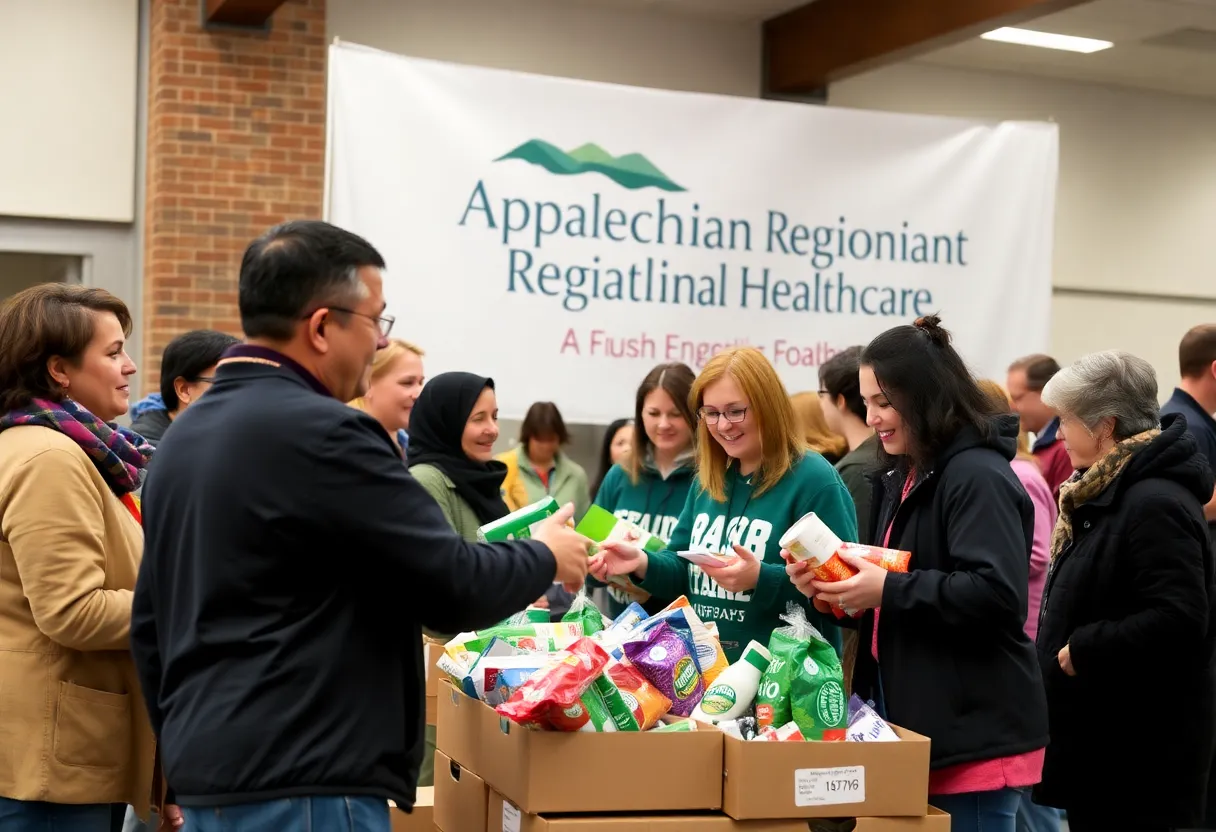 Volunteers participating in the Appalachian Regional Healthcare food drive