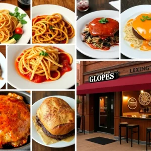 A collage of black-owned restaurants and food dishes in Lexington