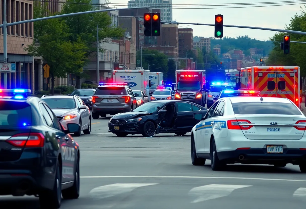 Police responding to a car accident at a busy Lexington intersection