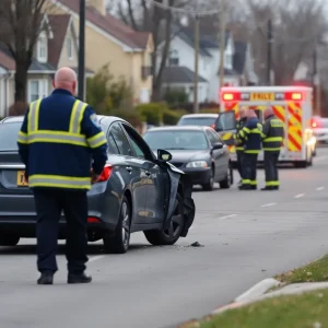 Emergency responders at the scene of a car accident
