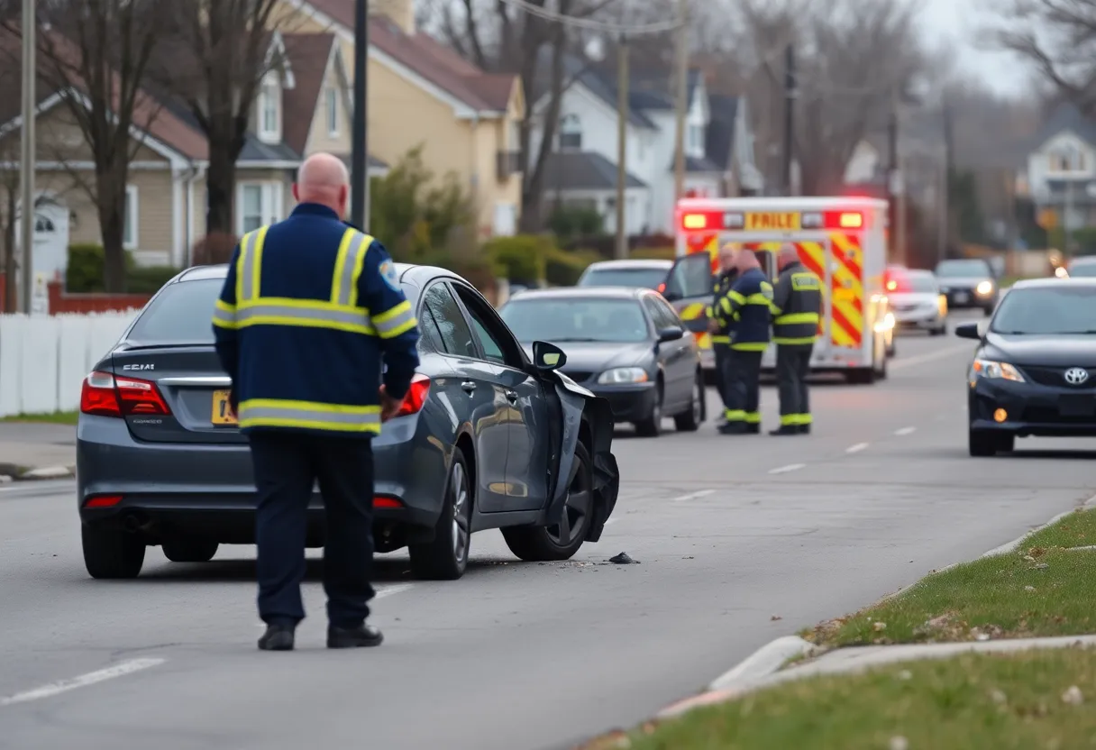 Emergency responders at the scene of a car accident
