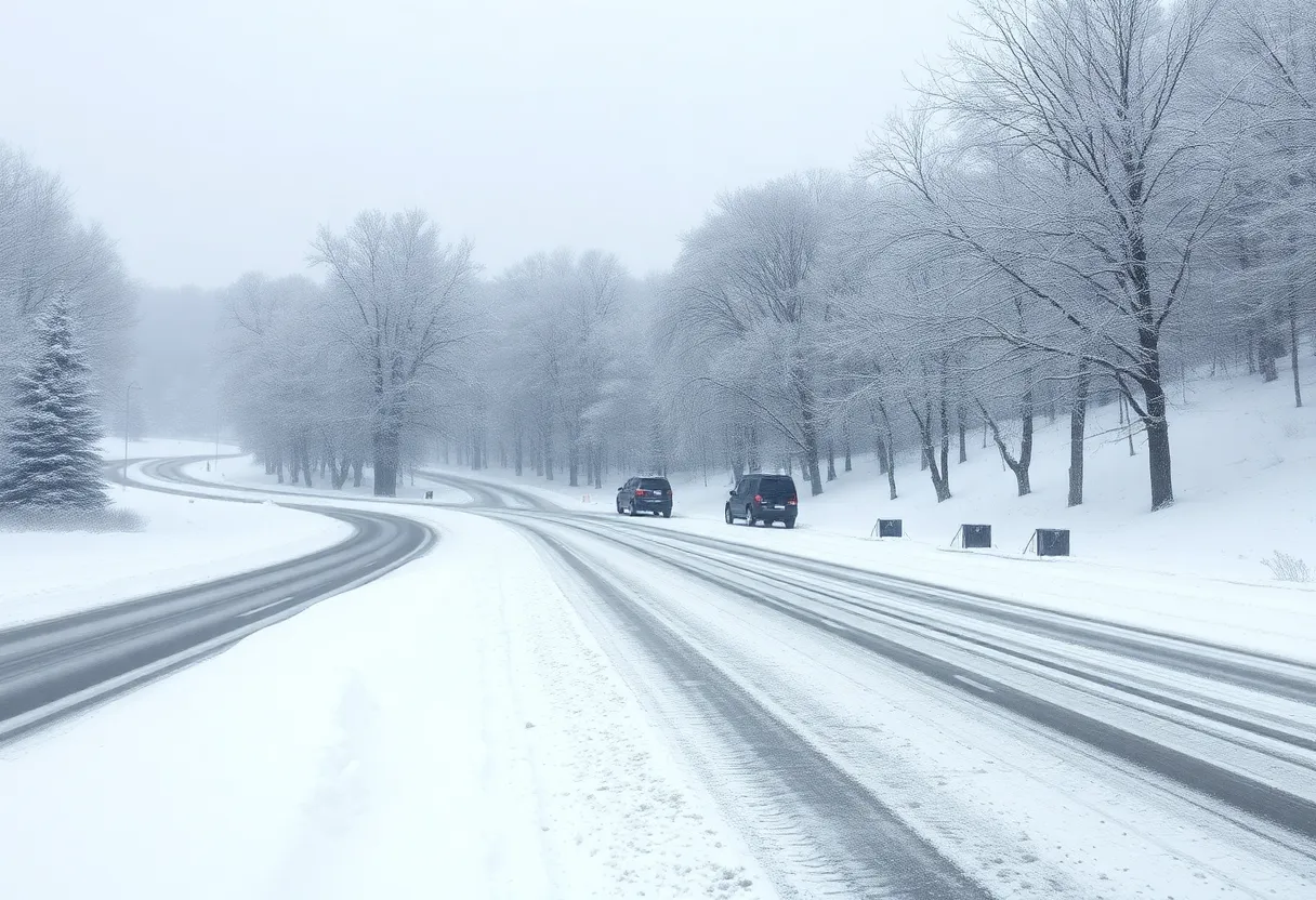 Winter snow covering the landscape in Central Kentucky