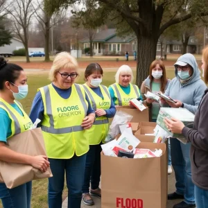 Community members donating supplies for flood relief in Eastern Kentucky.