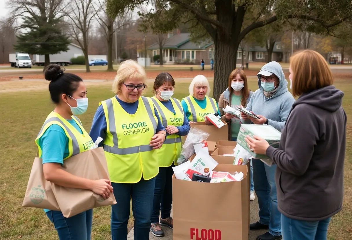 Community members donating supplies for flood relief in Eastern Kentucky.